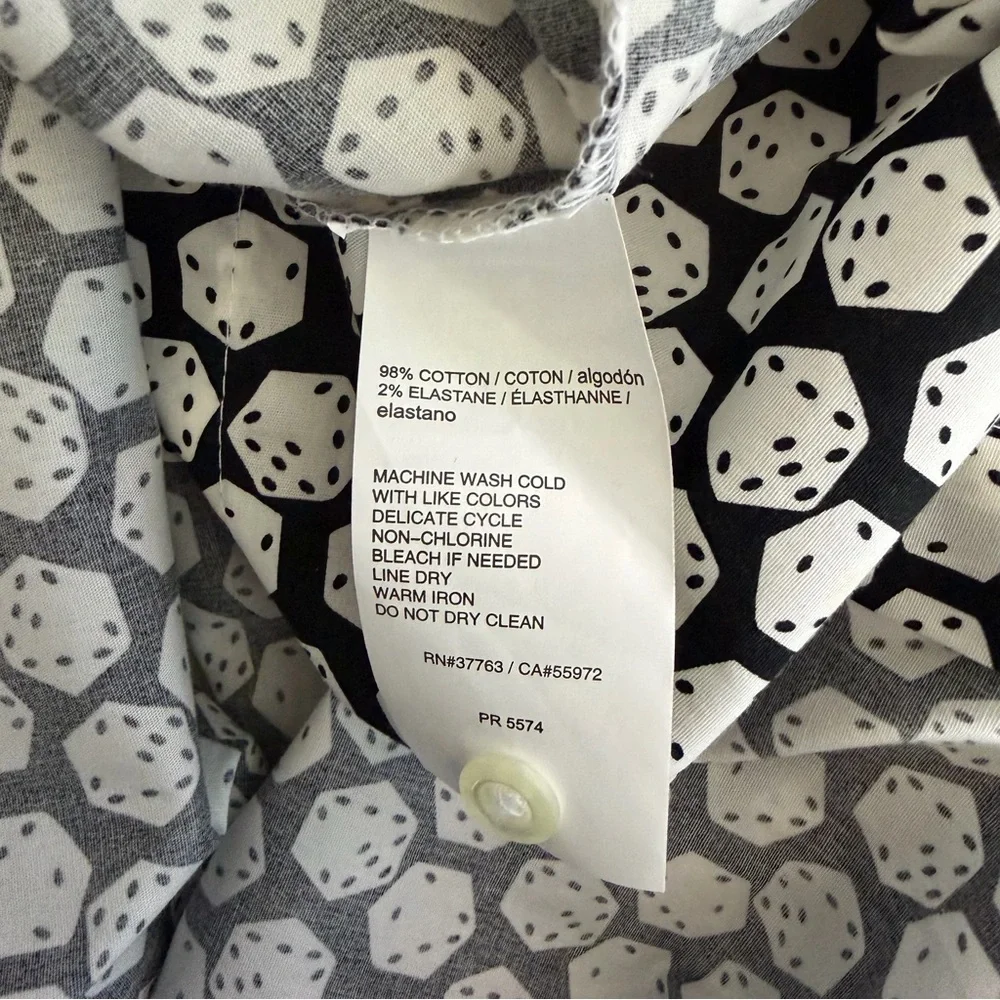 Cubavera Men's Slim Fit Dice Print Button Down Short Sleeve Shirt XL Gambler